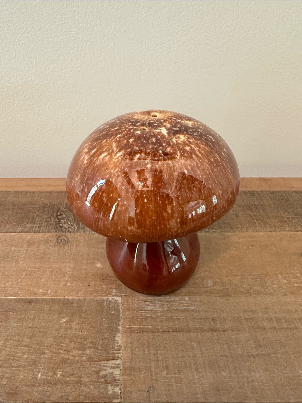 Glazed Ceramic Mushroom Salt or Pepper Shaker Accent Sculpture - Brown Drip 4” - Picture 3 of 14